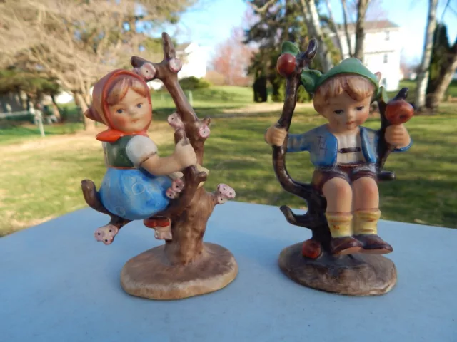 HUMMEL "APPLE TREE BOY" & "APPLE TREE GIRL"  - TMK-2 FULL BEE MARKS - 1950's