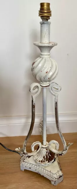 Vintage Shabby Chic Tall Ornate Wrought Iron Table Lamp
