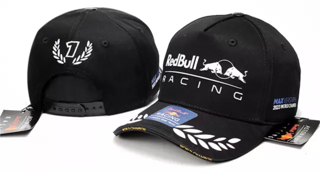 Red Bull Racing F1 Black Cap w/ White Lettering. #1 2023 Champion OSFM.