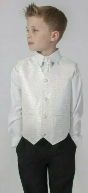 New Baby Boys 4 Piece Suit Vivaki Ivory Black Trousers Waistcoat Tie Shirt