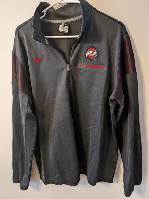 Nike Dri-Fit Ohio State 1/4 Zip Pullover Jacket Gray OSU Buckeyes Size MEDIUM