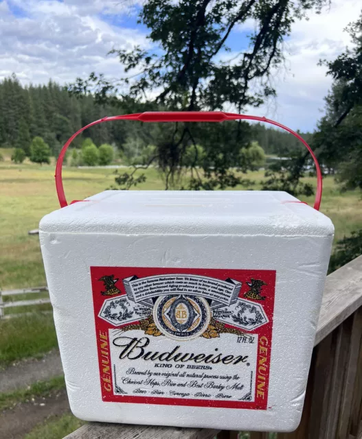 VINTAGE BUDWEISER Styrofoam  BEER COOLER Man Cave Bar Decor Bud Sports Bar Party