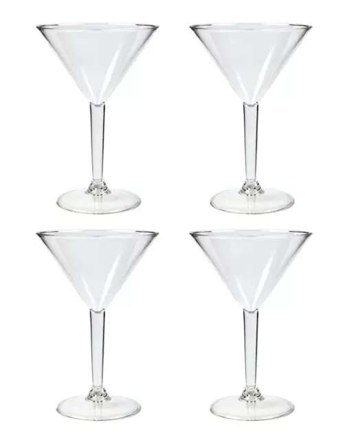 Martini Cocktail Glasses Set Clear Plastic Cup Black Paper Straws Party BBQ