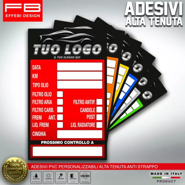 Etichette Adesivi Tagliando AUTO PVC Resistenti Cambio Olio PERSONALIZZABILI