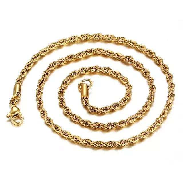 Stainless Steel Twisted Rope Link Chain Necklace 5MM Women Christmas Gift