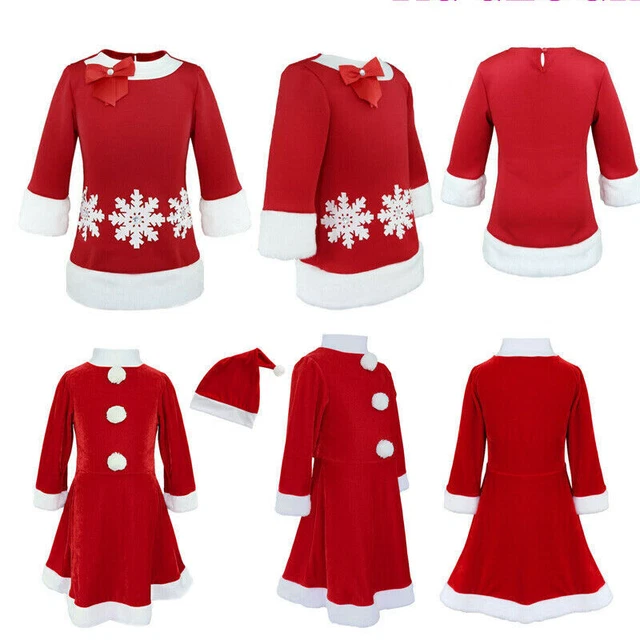 UK Girls Christmas Dress Kid Santa Claus Costume Set Cosplay Xmas Fancy Outfits