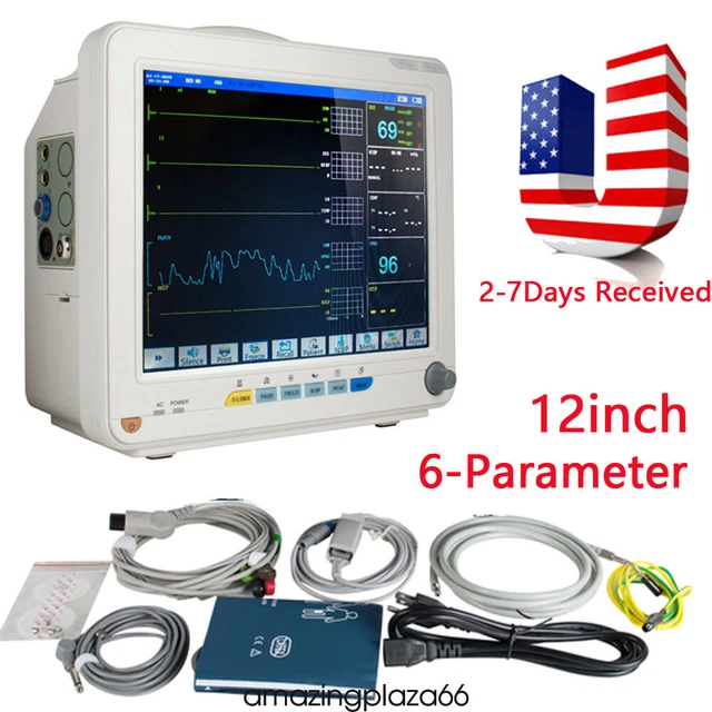 Carejoy 12" Portable Patient Monitor 6-parameters Vital Sign Cardiac Machine New