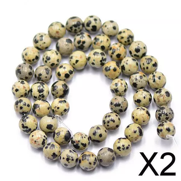 2X 8mm Nature Dalmatien Jasper Pierres Précieuses Perles D'espacement En Vrac