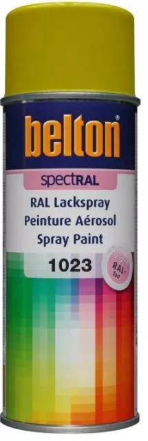 PEINTURE AEROSOL BRILLANT JAUNE SIGNALISATION RAL 1023 BELTON SPECTRAL résistant