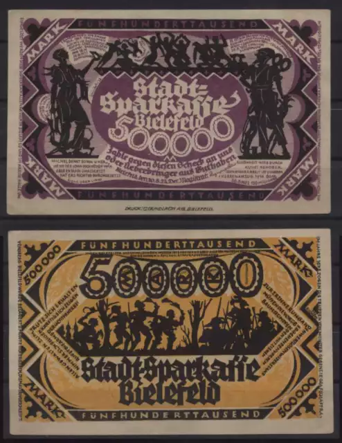 [24851] - NOTGELD BIELEFELD, Stadt-Sparkasse, 500 Tausend Mark - aus Papier -, 2