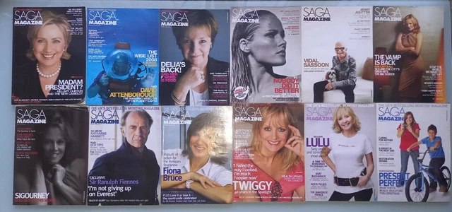 Magazine 2008 SAGA MAGAZINE 2008 Complete Year 12 Magazines Twiggy Ursula Andress etc ...