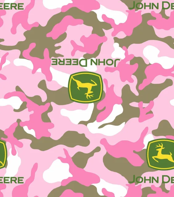JOHN DEERE Everyday Pink Logo Toss Camo Sewing Quilting Cotton Fabric FQ