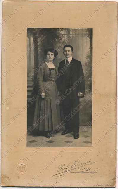 1910 Ritratto Gentiluomo con signora Fotografia Zenoni Novara