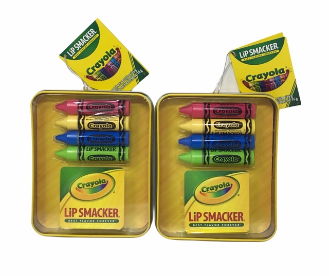 Lot Of (2) CRAYOLA Lip Smacker  'Best Flavor Forever' Tin - 4 Crayon Flavor Set