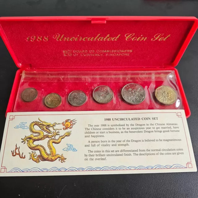 1988 Singapore Uncirculated Coin Set Year of Dragon NGC Limited Mint World Asia 2