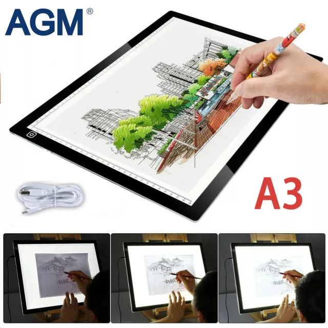 AGM A3 LightBox LED Drawing Tracing Board Copy Pad Tattoo Micro Artcraft Artist