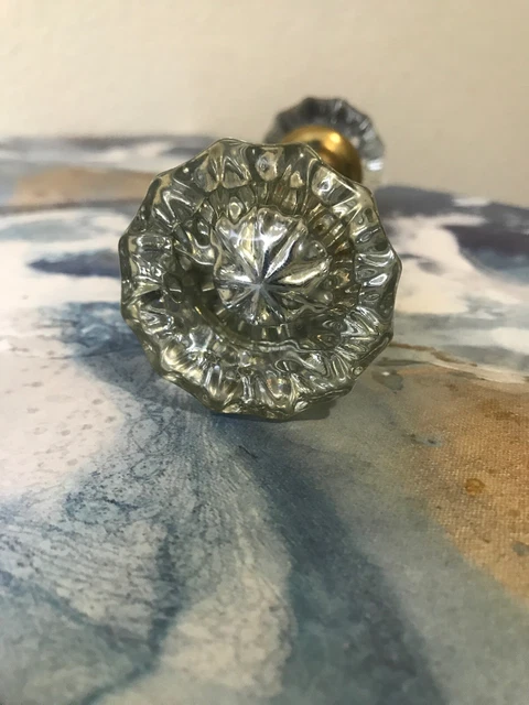 Ensemble Boutons De Porte Cristal Verre Antique 2