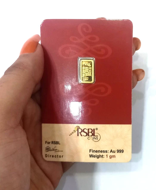 24Kt 999 Purity 1 Grams REAL Gold Rectangle Bullion Bar Seal Pack Certified