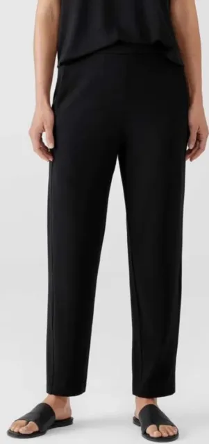 Eileen Fisher Stretch Jersey Knit Slouchy Ankle Pants Jogger Black Small Pockets