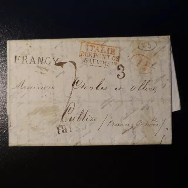 1836 Lettre Cover Marque Postale Frangy / Italie Par Le Pont De Beauvoisin