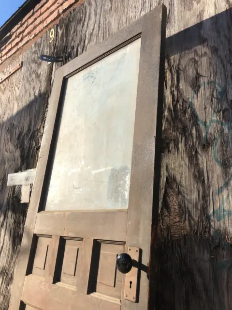 30x76” Unpainted Half-Glass Victorian Entry Door with Original Hardware 11