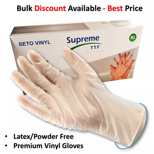 Disposable Vinyl Gloves Powder Latex Free Work Strong Tattoo Food BOX 100