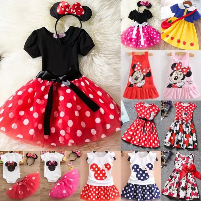 Minnie Mouse Baby Kids Girls Toddler Party Costume Tutu Dress Headband Outfit **