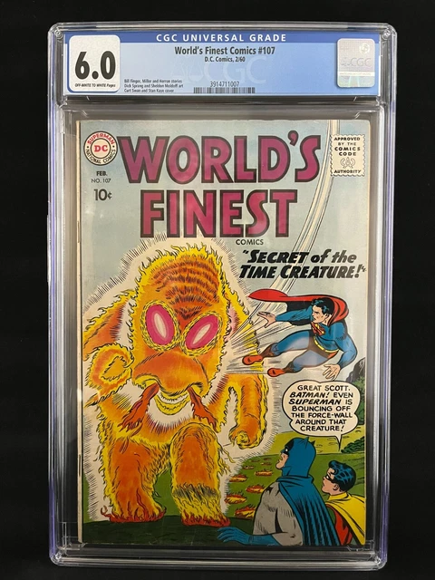 Worlds Finest Comics #107 (CGC 6.0) Batman, Secret of the Time Creature, 1960