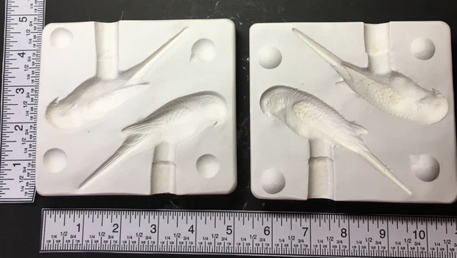 2 Parakeets Vintage Slip Mold, Unbranded, #1078 written on side