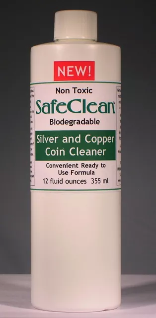 New! SafeClean Coin Cleaner for Silver and Copper Coins. 12 fl. ounces. 355 ml.