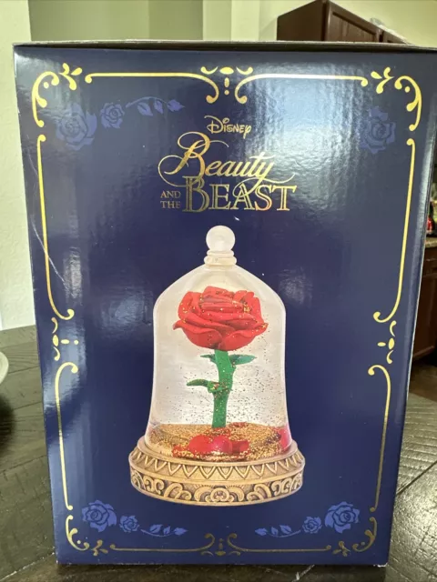 2021 Disney Parks Beauty and the Beast Enchanted Rose Snowglobe New 8”