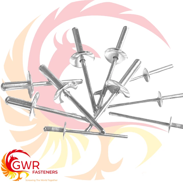 4.8MM EXTRA LARGE Flange Pop Rivets Aluminium Steel Open Blind Dome ...