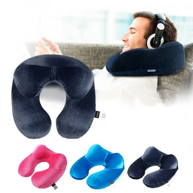 U-Shaped Travel Inflatable Pillow Neck Support Head Rest Car Plane Soft Cushion