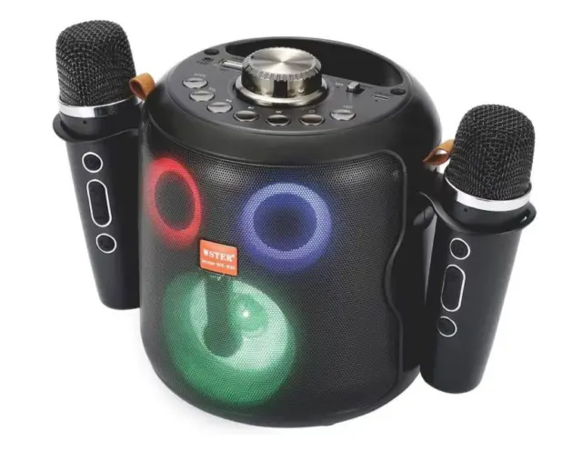 Portable Bluetooth Karaoke Speaker Machine Party Lights Mics LED Light Songs MP3