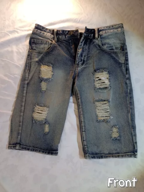 Denim Shorts Jean Ripped Women Blue