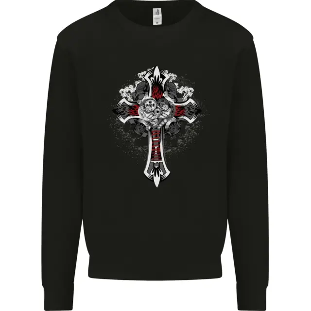 Steampunk Cross Gothic Heavy Metal Biker Mens Sweatshirt Jumper