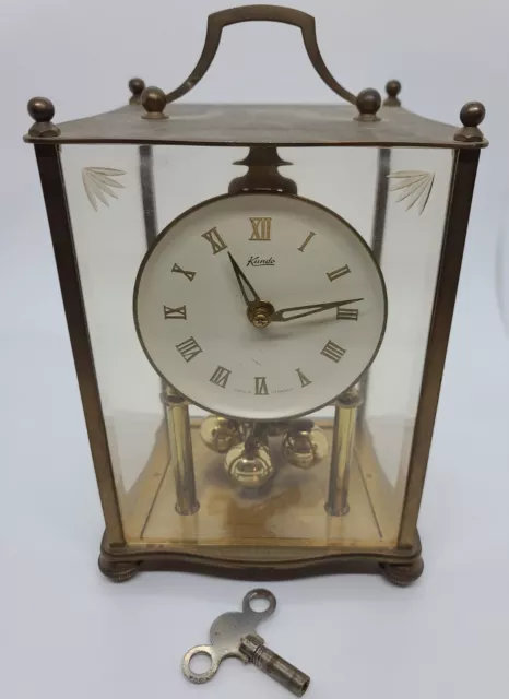 Vintage KUNDO Germany Mid Century 400 Day Anniversary Brass Mantel Shelf Clock