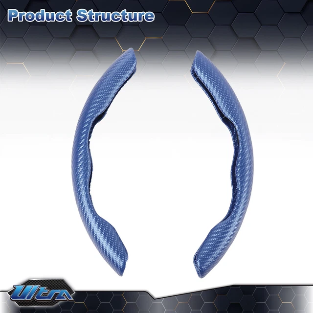 2x Carbon Fiber Look Car Steering Wheel Booster Cover Non-Slip Accessories Blue