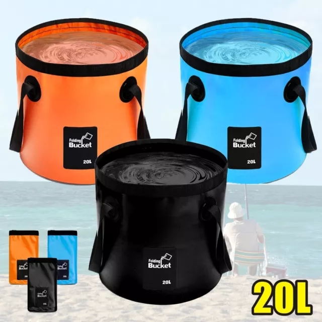 20L Folding Water Bucket Collapsible Wash Basin Camping Outdoor Storage Bucket