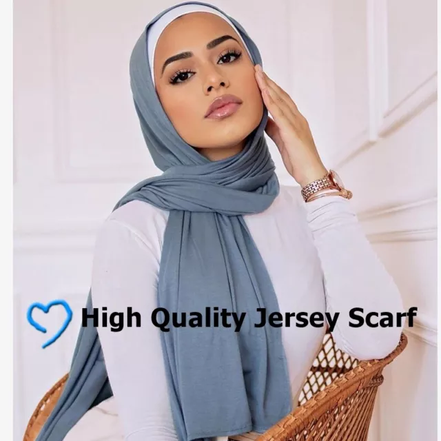 Luxury Super Stretch Premium Quality Thick Plain JERSEY Hijab SCARF Head Wrap