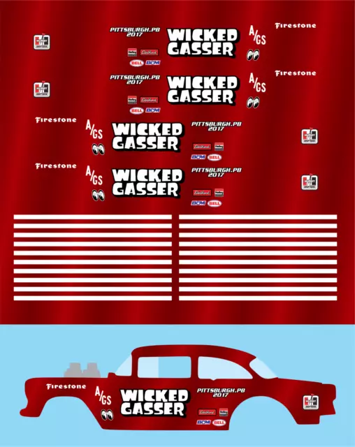 HOT WHEELS 1/64 Decals '55 Chevy Gasser WICKED GASSER 069 $6.00 - PicClick