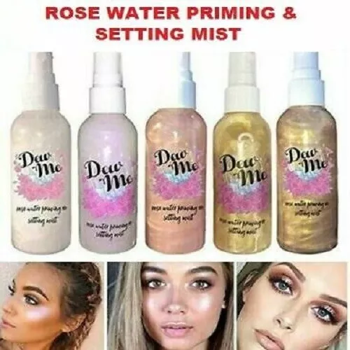 Makeup Setting Spray Face Primer Base Fixer Rose Water Hydrate Long Lasting Glow