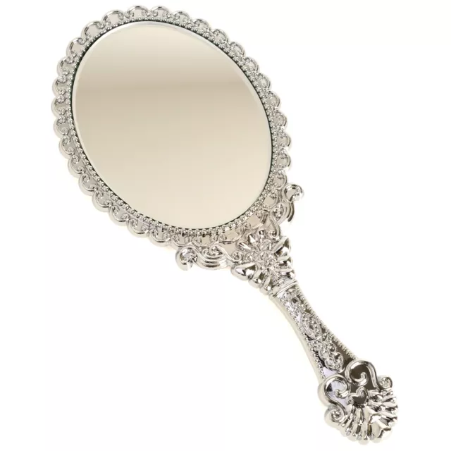 Beauty Cosmetic Vanity Makeup Hand Held Mirror Travel Purse Pocket Silver Small