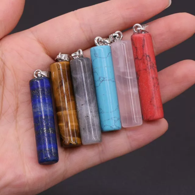 Crystal Gemstone Necklace Pendant Natural Chakra Stone Energy Healing Rope Stone