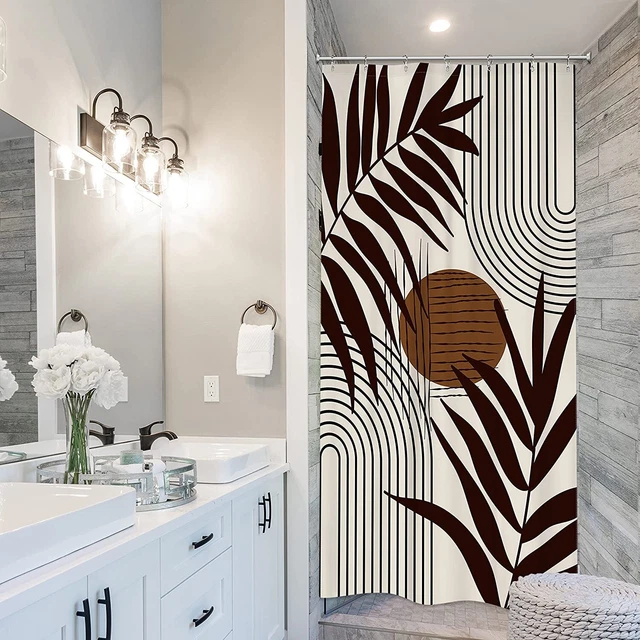 LGhtyro Abstract Mid Century Boho Brown Shower Curtain 60Wx71H Inches for Bathro