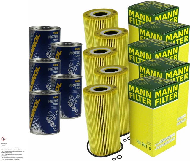 5x Originale Mann Filtro Olio Hu 951 X+ 5x Sct Motore Rosso Lavaggio Motore