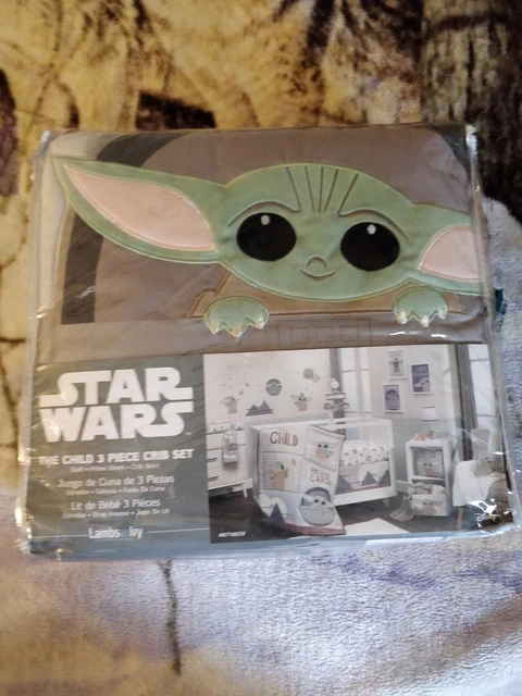 Juego de ropa de cama para bebé Lambs & Ivy Star Wars The Child Baby Yoda de 3 piezas