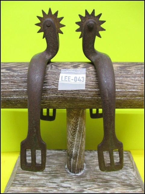 Vintage late 1800's HAND FORGED Iron Spurs with BLOOD LETTING ROWELS