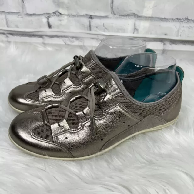 ECCO Bluma Toggle Sneakers Metallic Pewter Sz 7