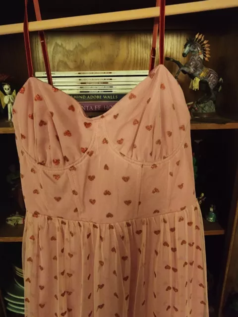 Betsy Johnson pink Heart Corsett Dress, Tiered Skirt,NWT,Sz 4, Super Cute! 2